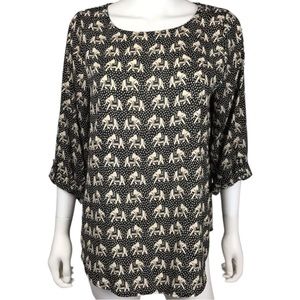 Pixley Stitch Fix Elephant Print Blouse Size Small